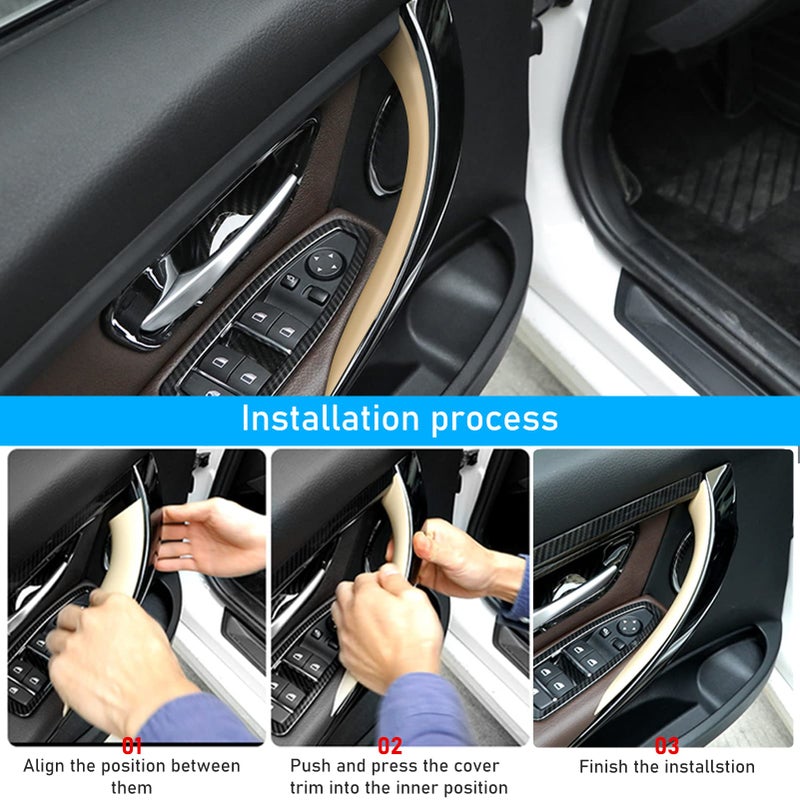 TTCR-II Compatible with BMW 3 Series F30 Door Handle Covers 4 Series, 2 Pcs Door Handle Wraps Fit BMW 325i 328i 330i 335i F30/F31 2012-2018 and BMW 428i Door Handle 435i F32/F36 2014-2017 (Beige) - Image 3